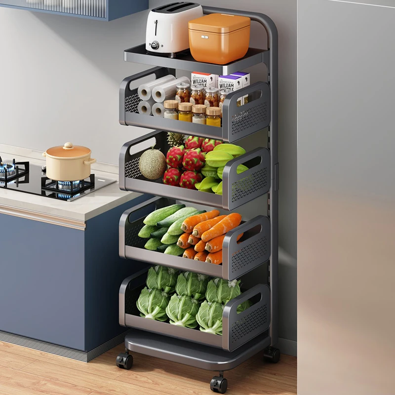 厨房置物架多层落地果蔬菜家用移动小推车卫生间客厅玩具收纳架子