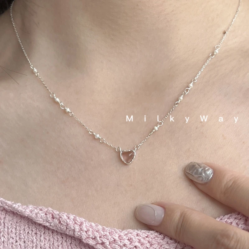 坠链均925银 有迹MilkyWay小粉心s925纯银少女爱心项链甜美少女感