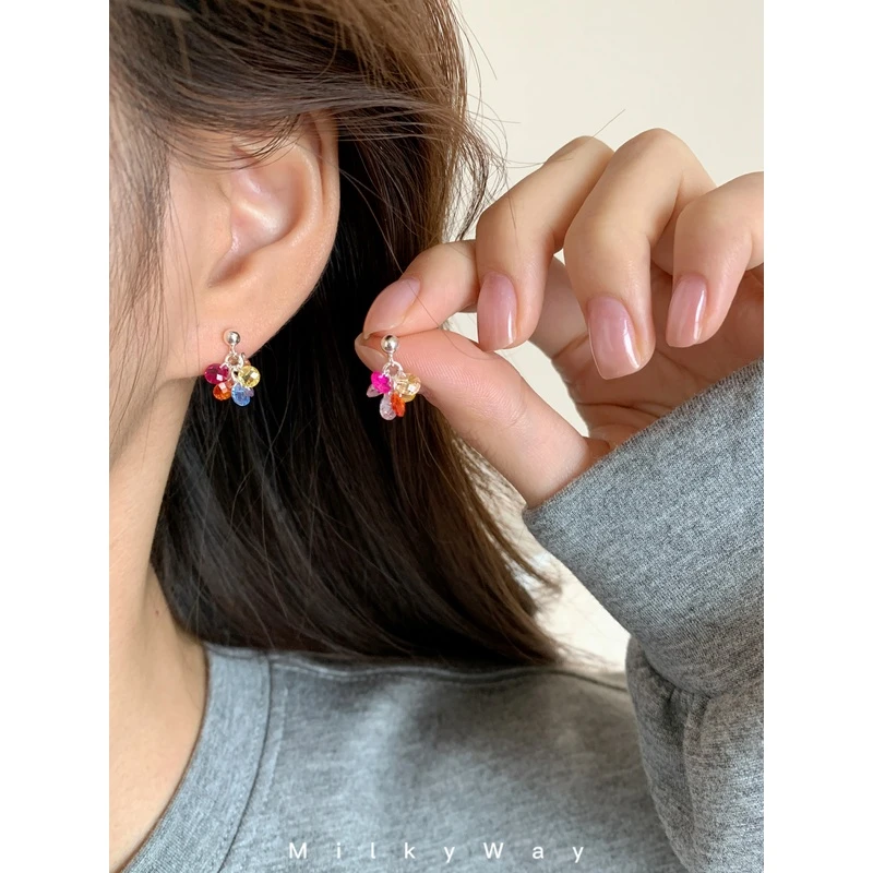 925银合成锆石耳饰 有迹MilkyWay彩虹气球彩色锆石s925纯银耳钉