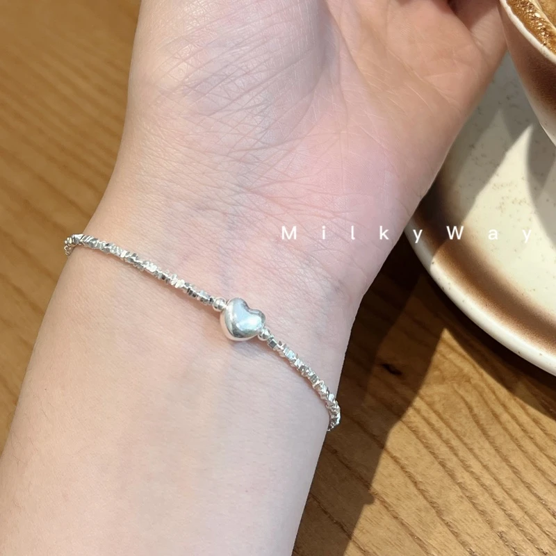 925银手链 有迹MilkyWay爱心碎银子素银通体s925纯银手链叠戴韩版