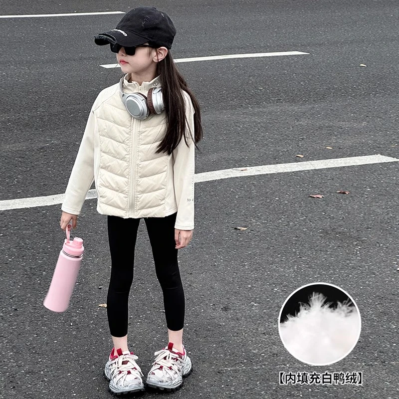 女童轻薄白鸭绒羽绒服秋冬保暖外套2024新款儿童冬季校服神器内胆