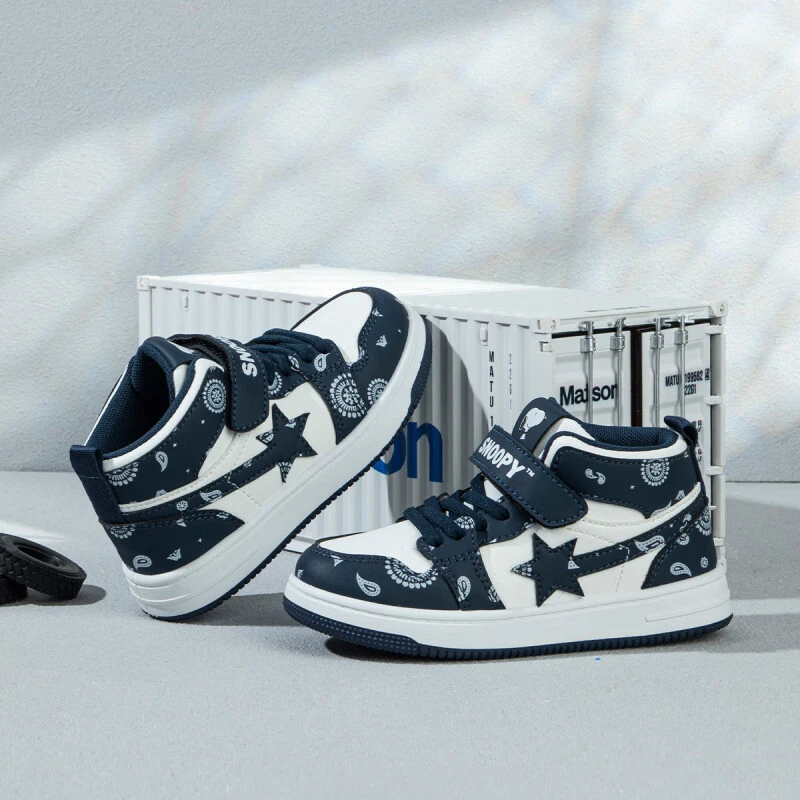 史努比童鞋儿童运动鞋新款男女童高帮休闲鞋时尚经典减震运动鞋