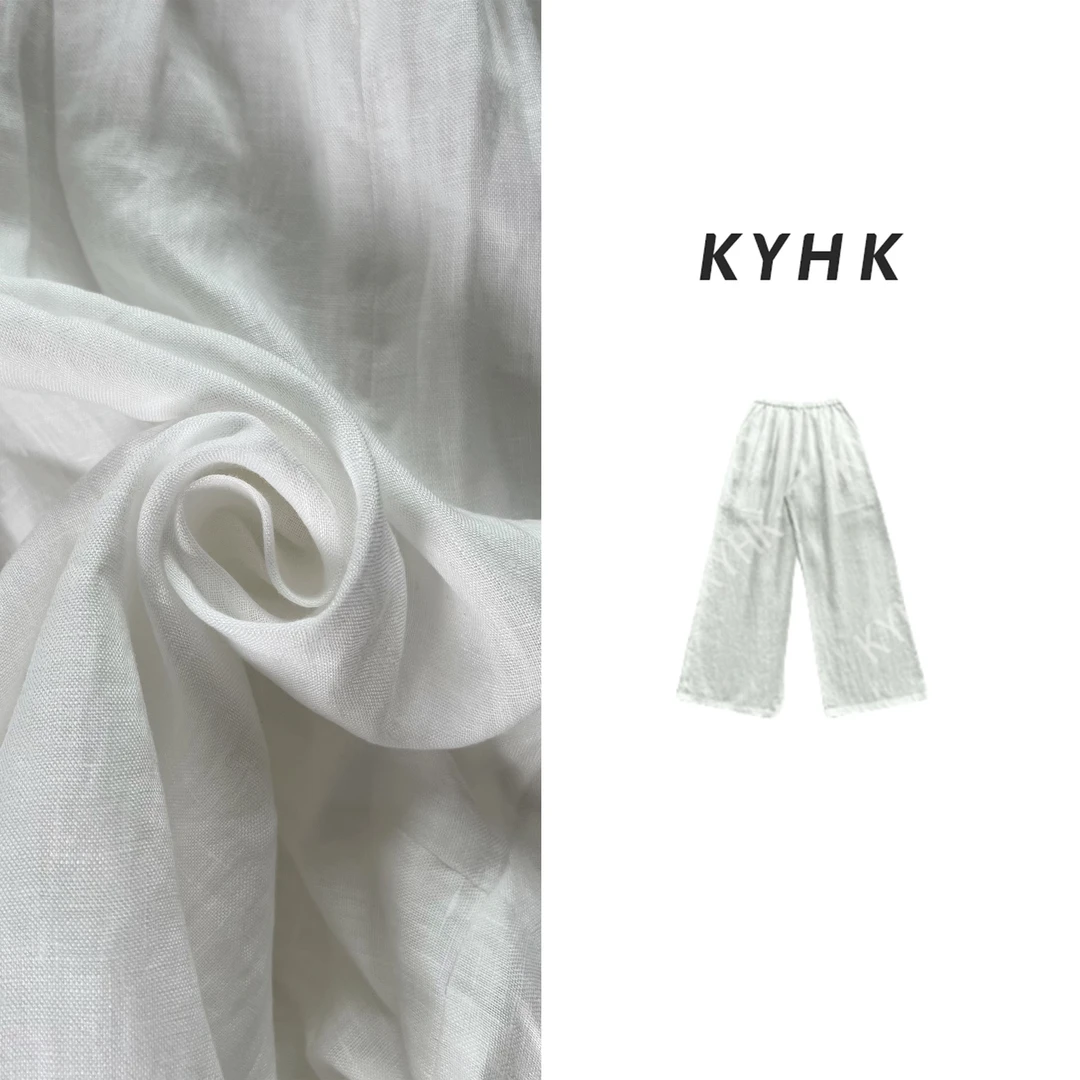 KYHK极简松弛感百搭松紧腰阔腿裤女240729