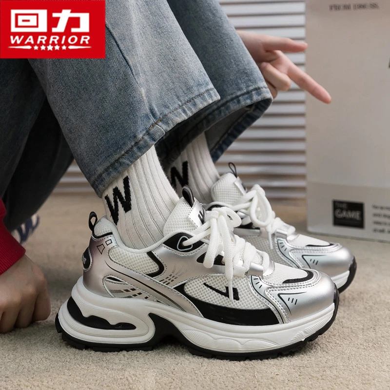回力女鞋2024新款秋夏季网面透气舒适运动鞋休闲鞋厚底增高老爹鞋