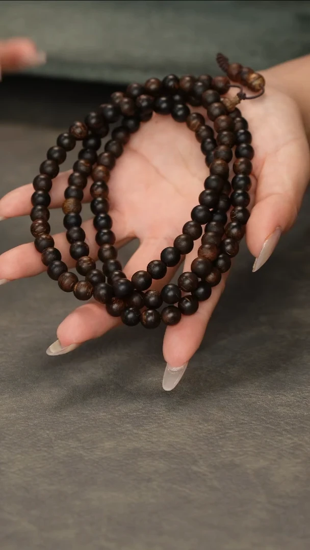 【闪购商品】沉香手串海南白奇楠树头玉化料鹧鸪纹TX26538