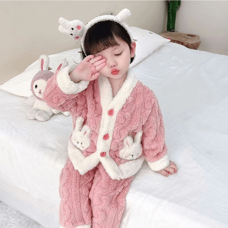 【小扬哥推荐】女童法兰绒睡衣套装儿童珊瑚绒睡衣女孩家居服秋冬