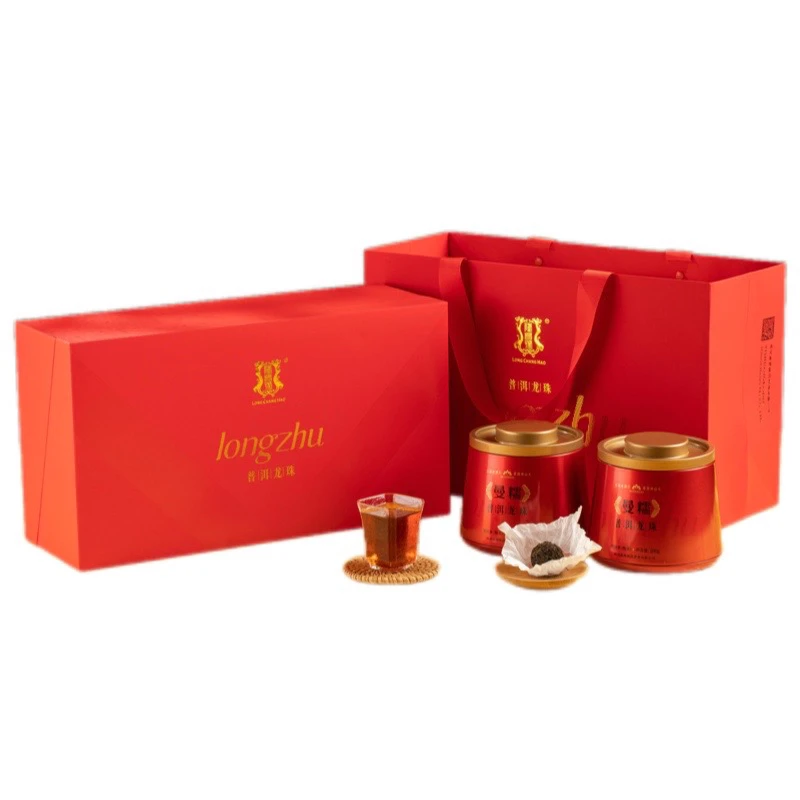 隆昌號 普洱茶 曼糯熟茶龙珠 两罐礼盒装 400克/盒