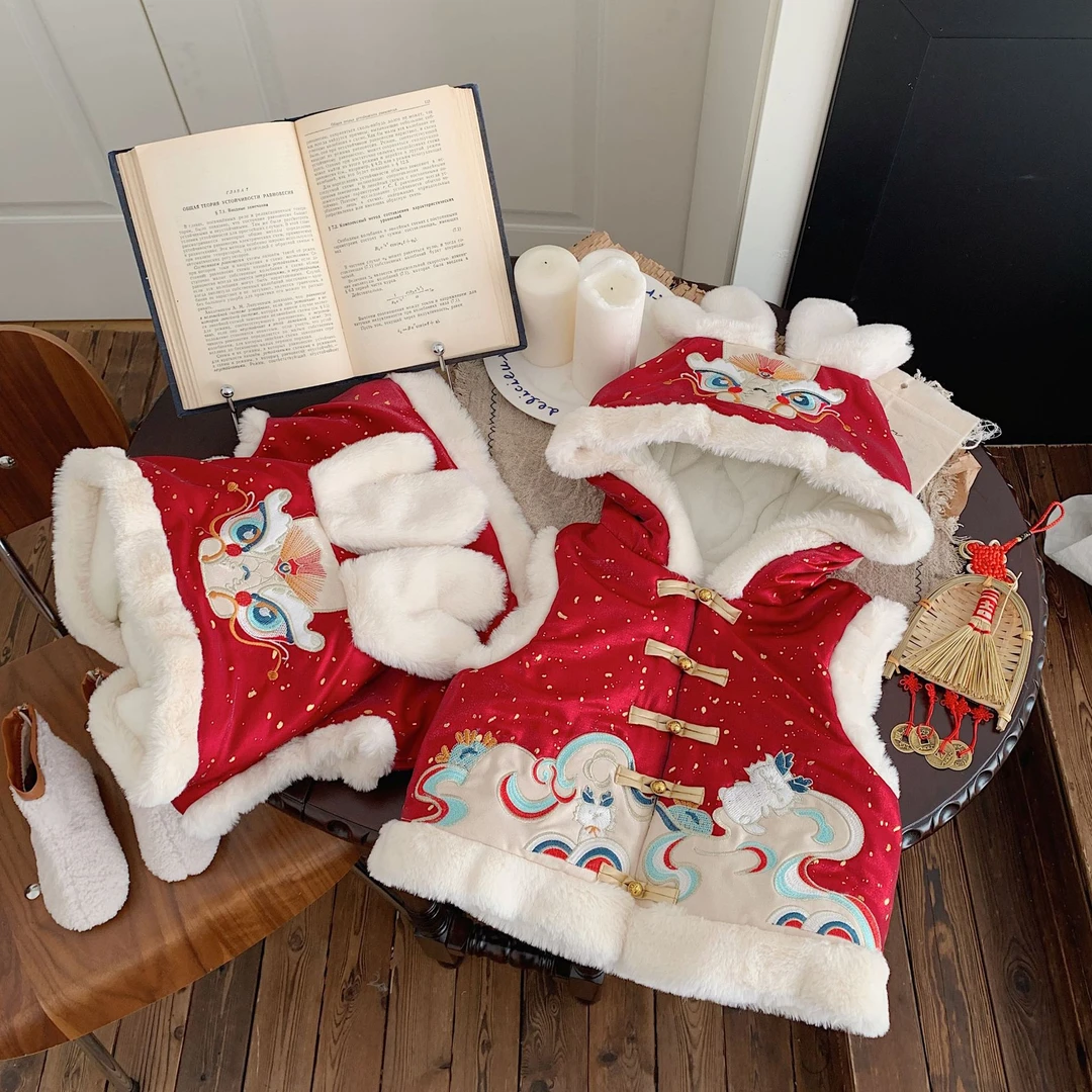 宝宝马甲女童中国风唐装儿童加绒背心坎肩过年马夹幼儿园表演服