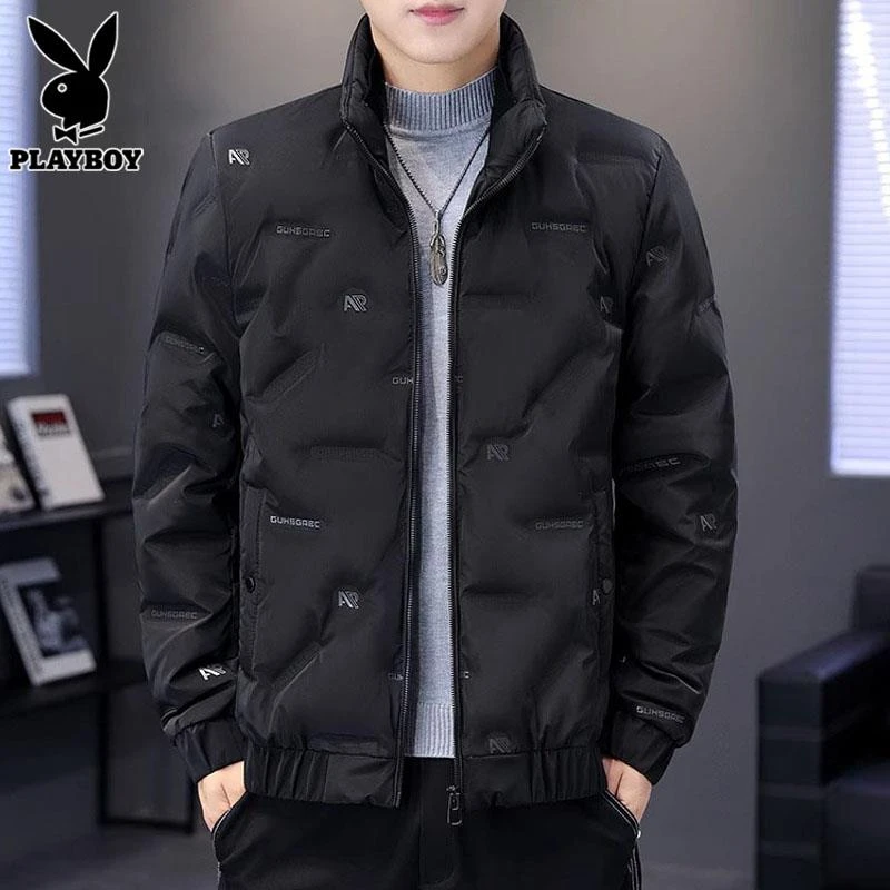 花花公子轻薄羽绒服男士休闲立领上衣服冬季新款潮加厚保暖外套男