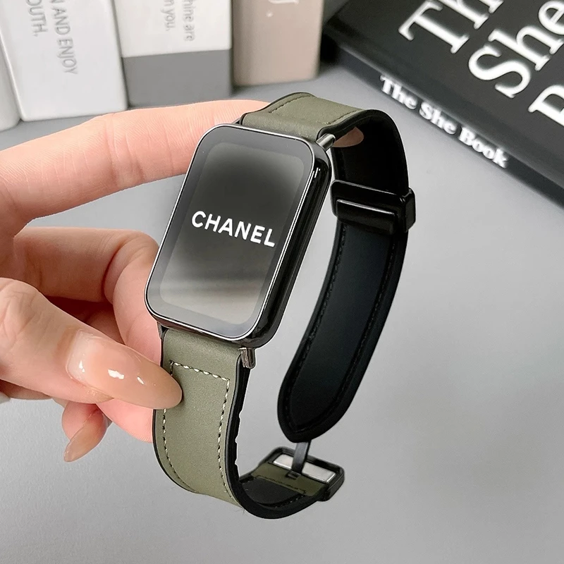 适用华为watch Fit4/3硅胶贴皮折叠pro磁吸二合一时尚雅致new腕带