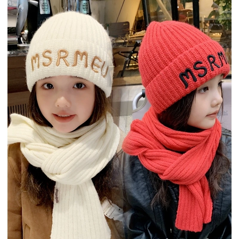 儿童帽子秋冬季帽子围巾两件套宝宝针织毛线帽女围脖保暖套头帽潮