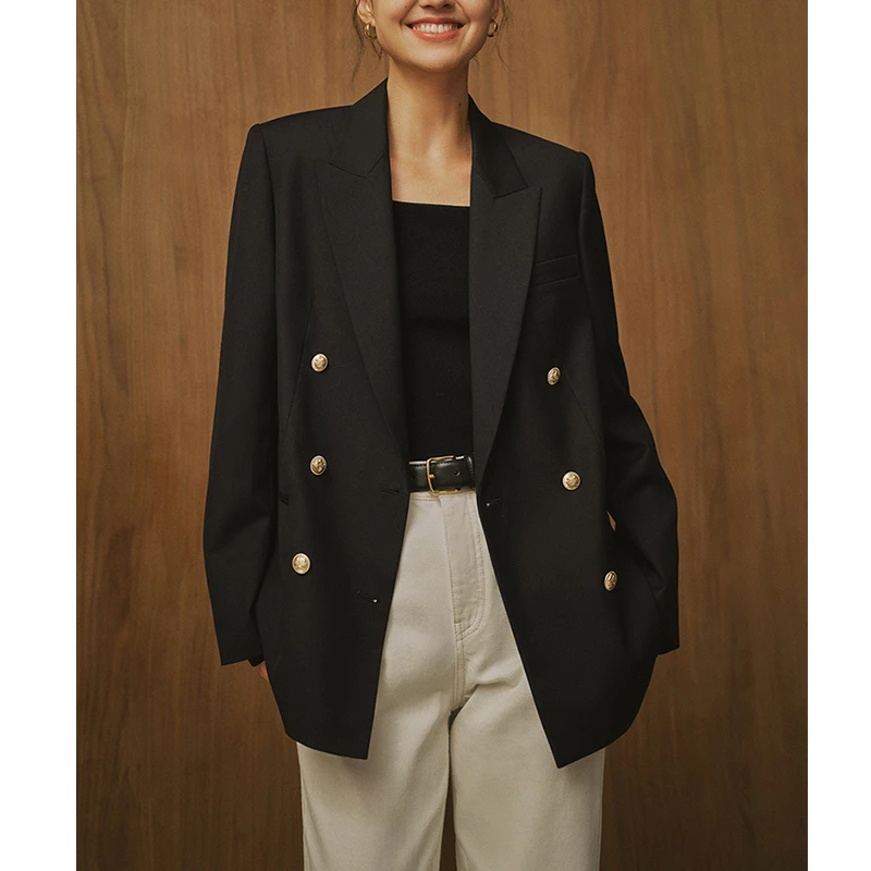 双排扣枪驳领设计感显气质西服2025春季新款WT6010