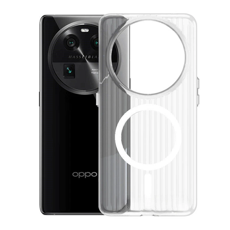 瓦楞冰川PC适用OPPOfindx6手机壳透明磁吸Find X6Pro全包防摔硬壳