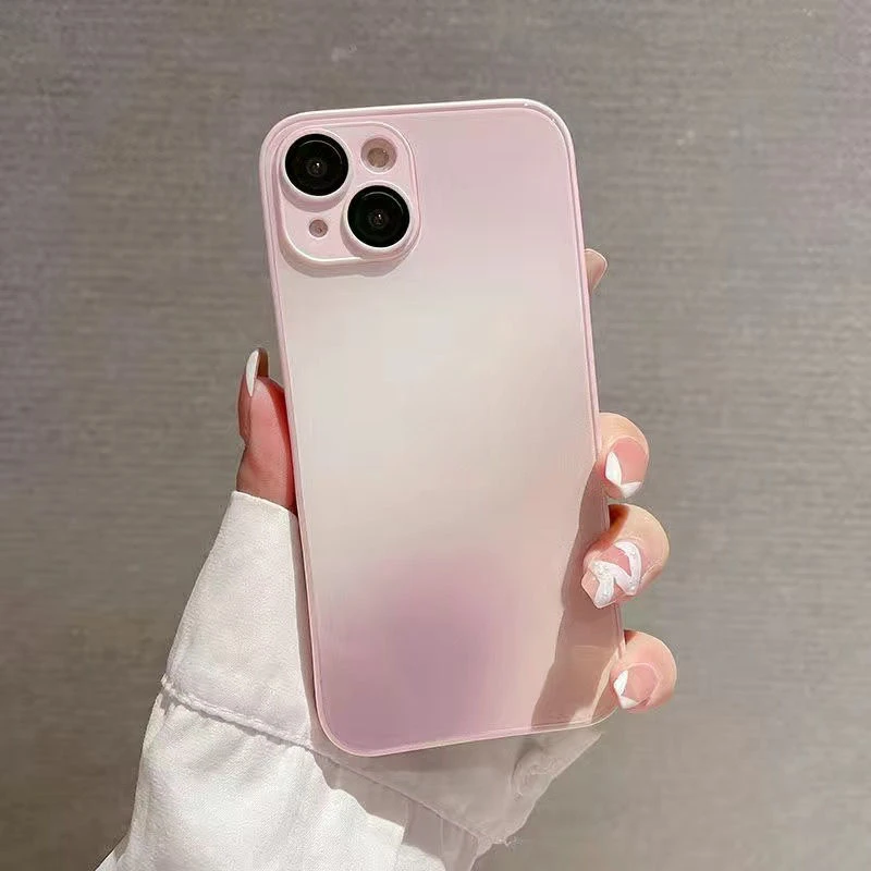 炫彩自带镜头膜苹果14手机壳个性轻奢iPhone13Promax渐变12玻璃壳