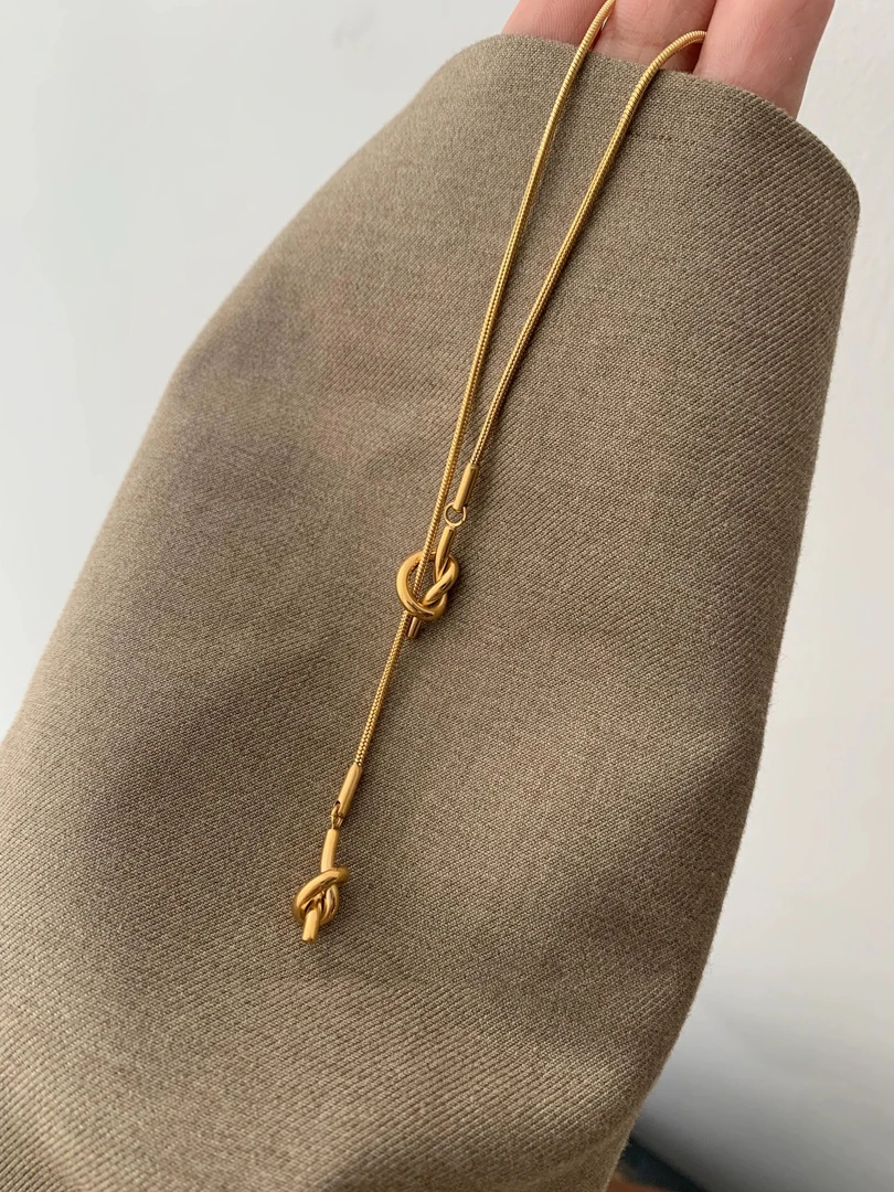 钛钢项链 秋冬时髦打结长款设计感项链女气质高级感简约毛衣链潮