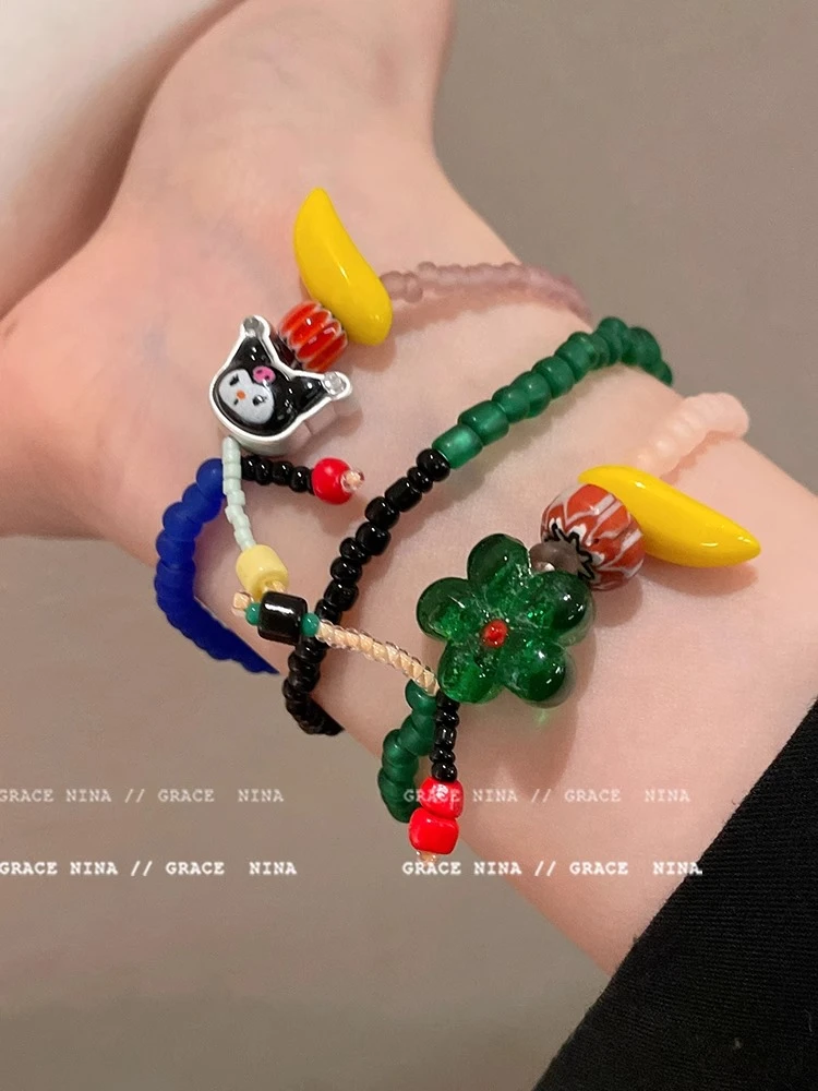非金属树脂手链 夏日趣玩~库洛米串珠手链女高颜值学生党叠戴手饰