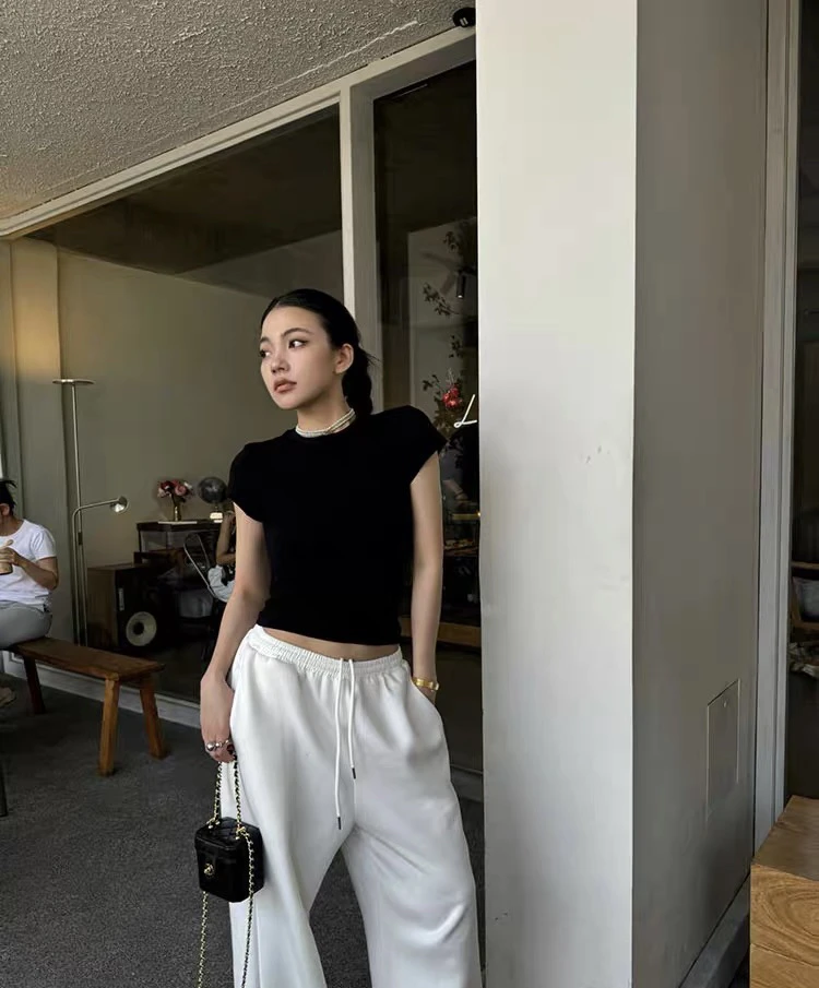 Hello Goto  609优可丝（带垫）短袖修身欧美露脐辣妹T恤打底百搭