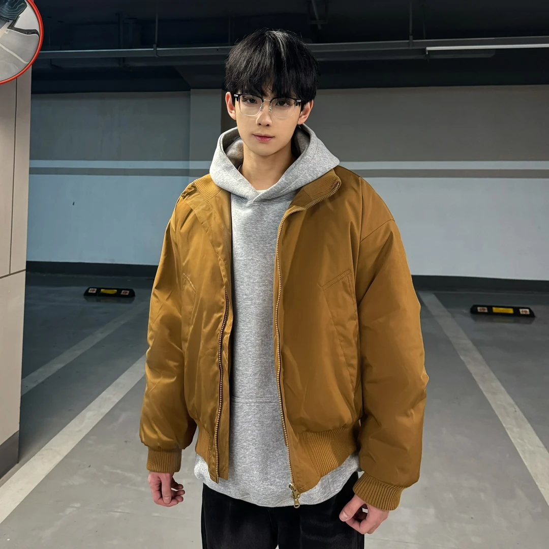 美式潮牌飞行员棉服冬季保暖潮流宽松百搭高街立领飞行夹克外套