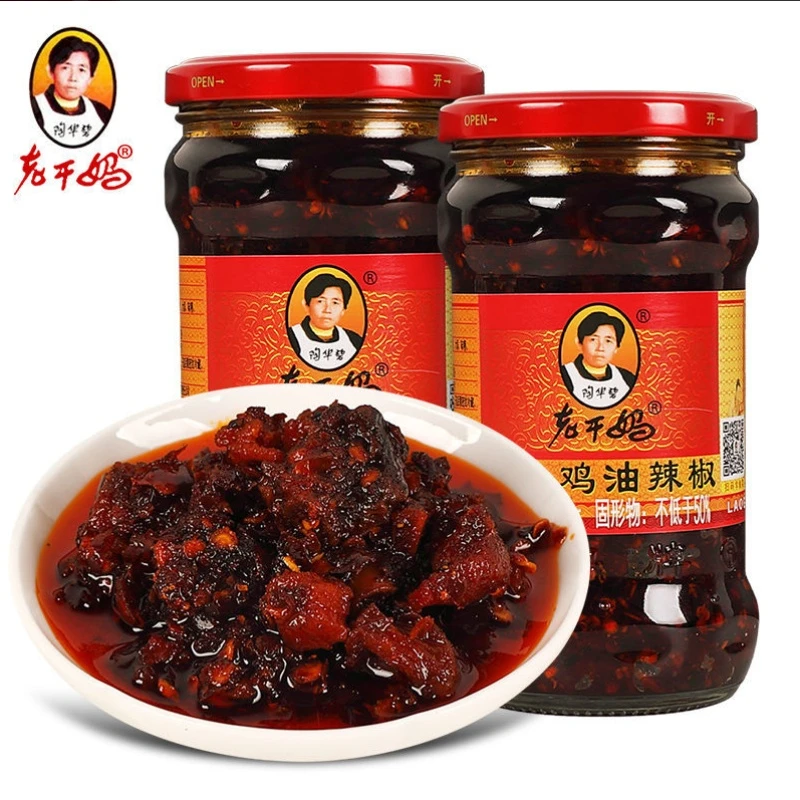 贵州特产老干妈风味鸡油香辣油辣椒豆豉酱辣酱拌面鸡肉酱老干妈