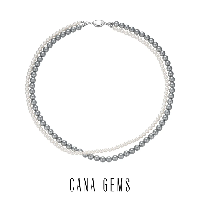 CANA GEMS/凯拿珠宝 非金属贝珠项链 QY0011灰白色贝珠双层项链