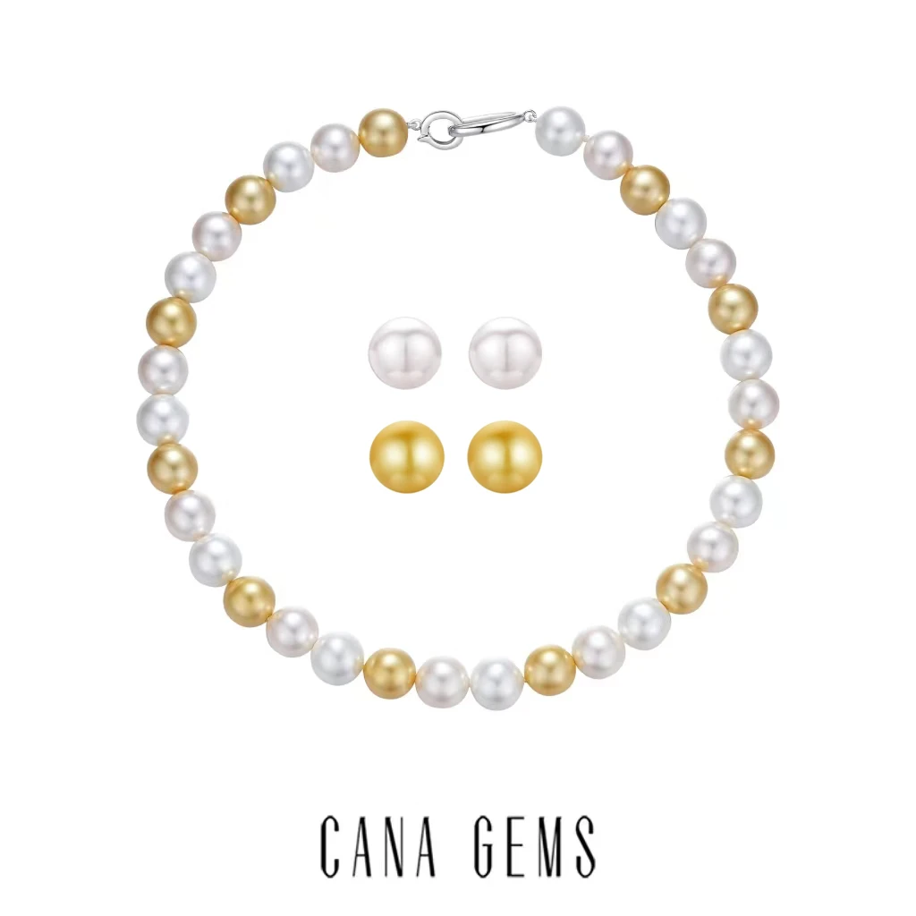 CANA GEMS/凯拿珠宝 非金属项链 QY0012白金混色贝珠项链耳钉