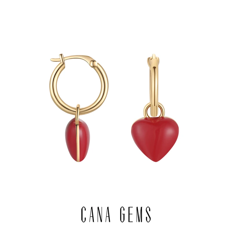 CANA GEMS/凯拿珠宝 非金属耳饰 PD0296 红色爱心珐琅耳圈