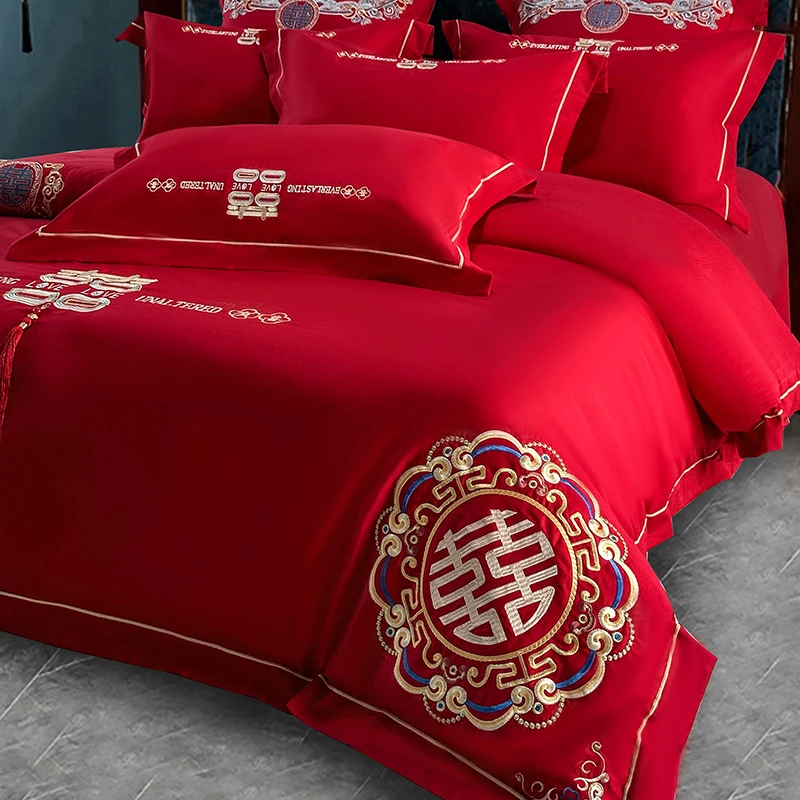 【喜上加喜】新婚陪嫁喜被床单大红婚庆新中式四件套婚房床上用品