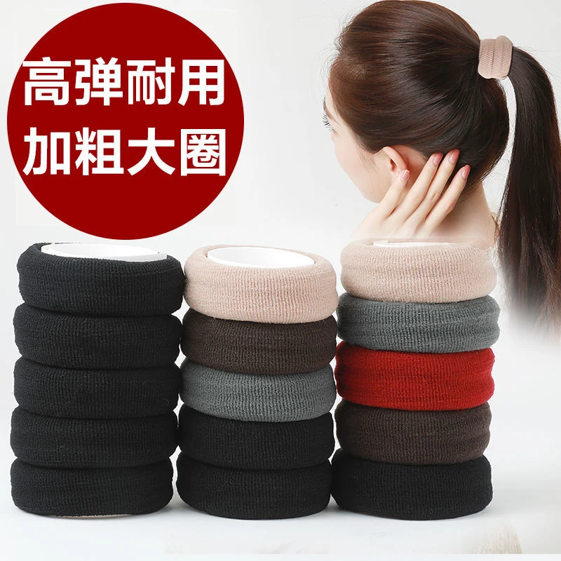 粗大加厚头绳耐用高弹力皮筋成人百搭耐用无接缝发绳发圈黑色加粗
