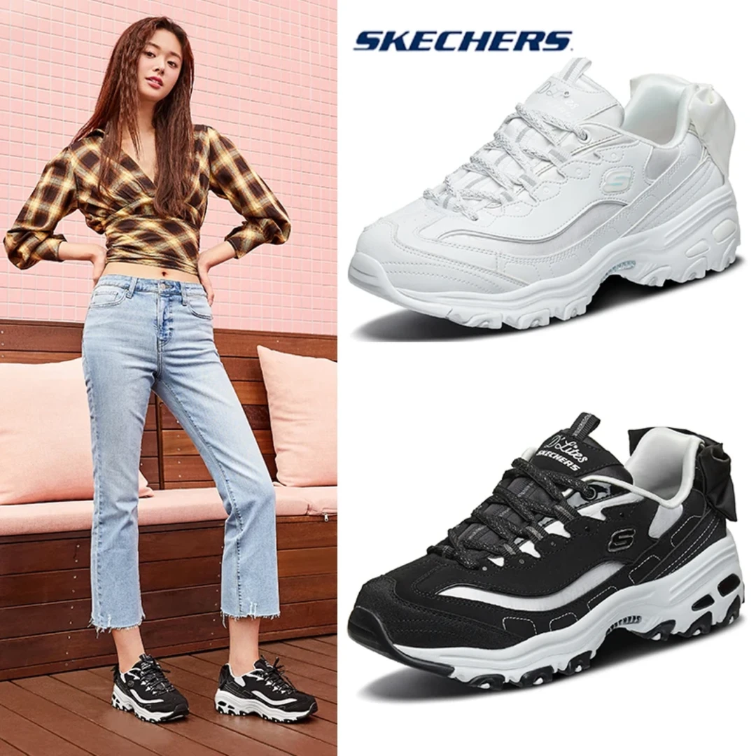 【蝴蝶结】斯凯奇ins女鞋时尚复古潮流低帮厚底系带熊猫老爹鞋13168