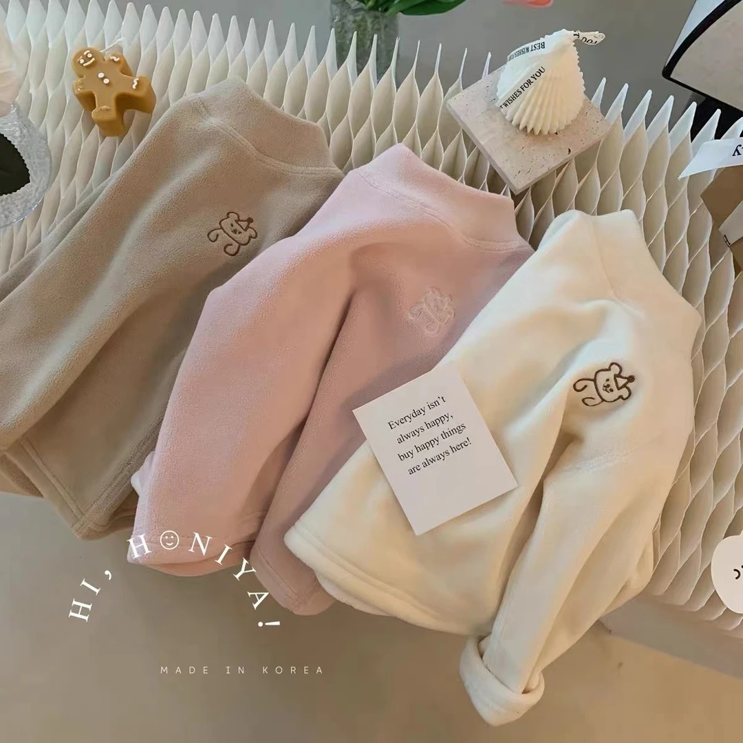 秋冬季宝宝奥粒绒打底衫婴儿打底衣内搭纯色半高领内搭保暖冬上衣