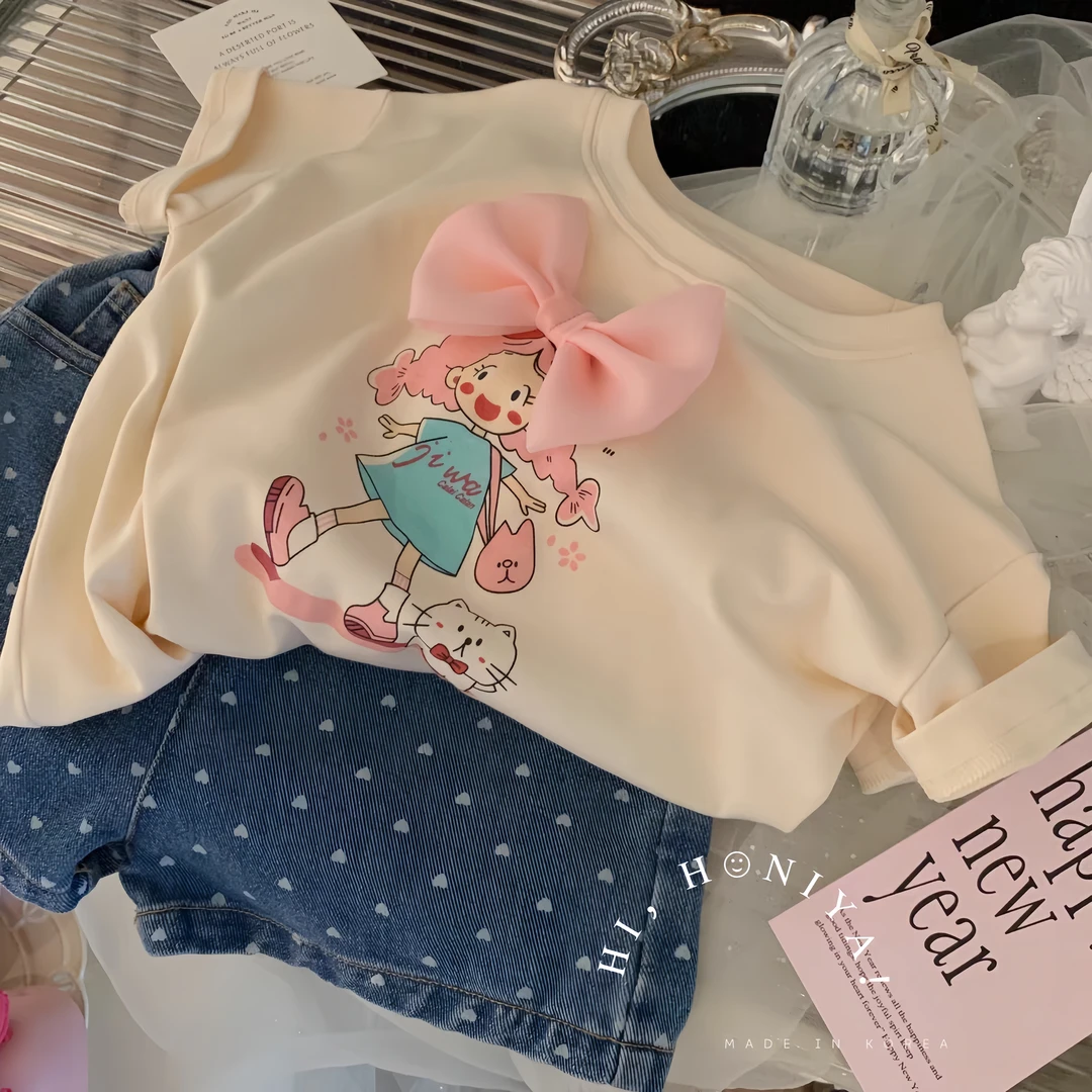 韩系童装女童T恤夏装洋气卡通套头衫儿童百搭夏季宝宝上衣ins潮款