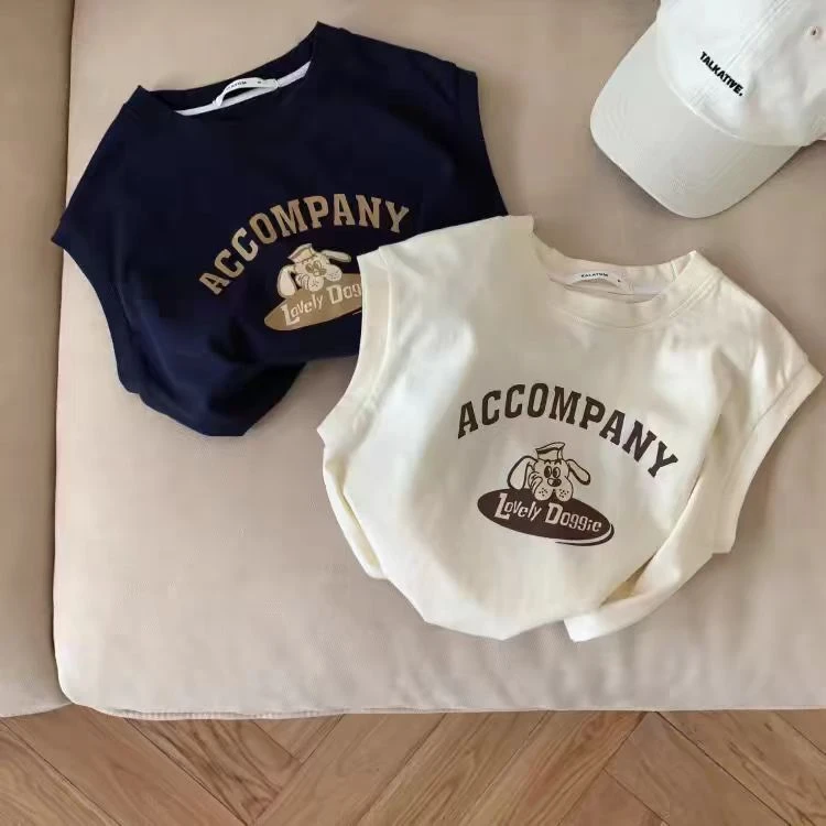 【色彩贝贝专属】夏季儿童T恤上衣男童印花休闲无袖宝宝小背心TZ011