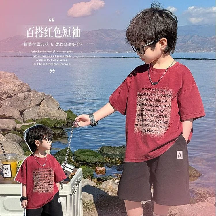 男童短袖T恤夏装新款儿童夏季帅气纯棉体恤男孩夏款炸街上衣衣服