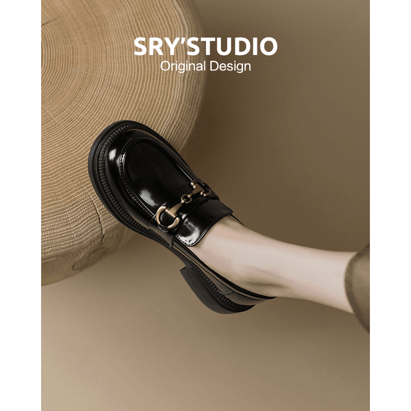 K1583软底防滑英伦风乐福鞋2024秋季时尚百搭懒人一脚蹬小皮鞋女