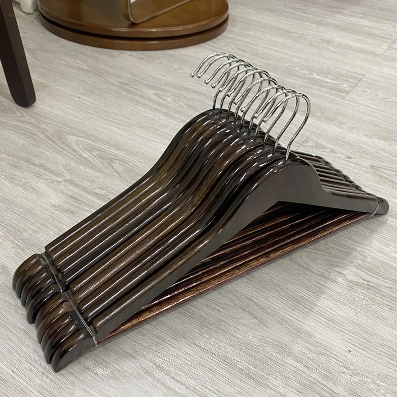 实木衣架子复古木质挂衣架批发防滑家用衣架服装店无痕酒店晾衣架