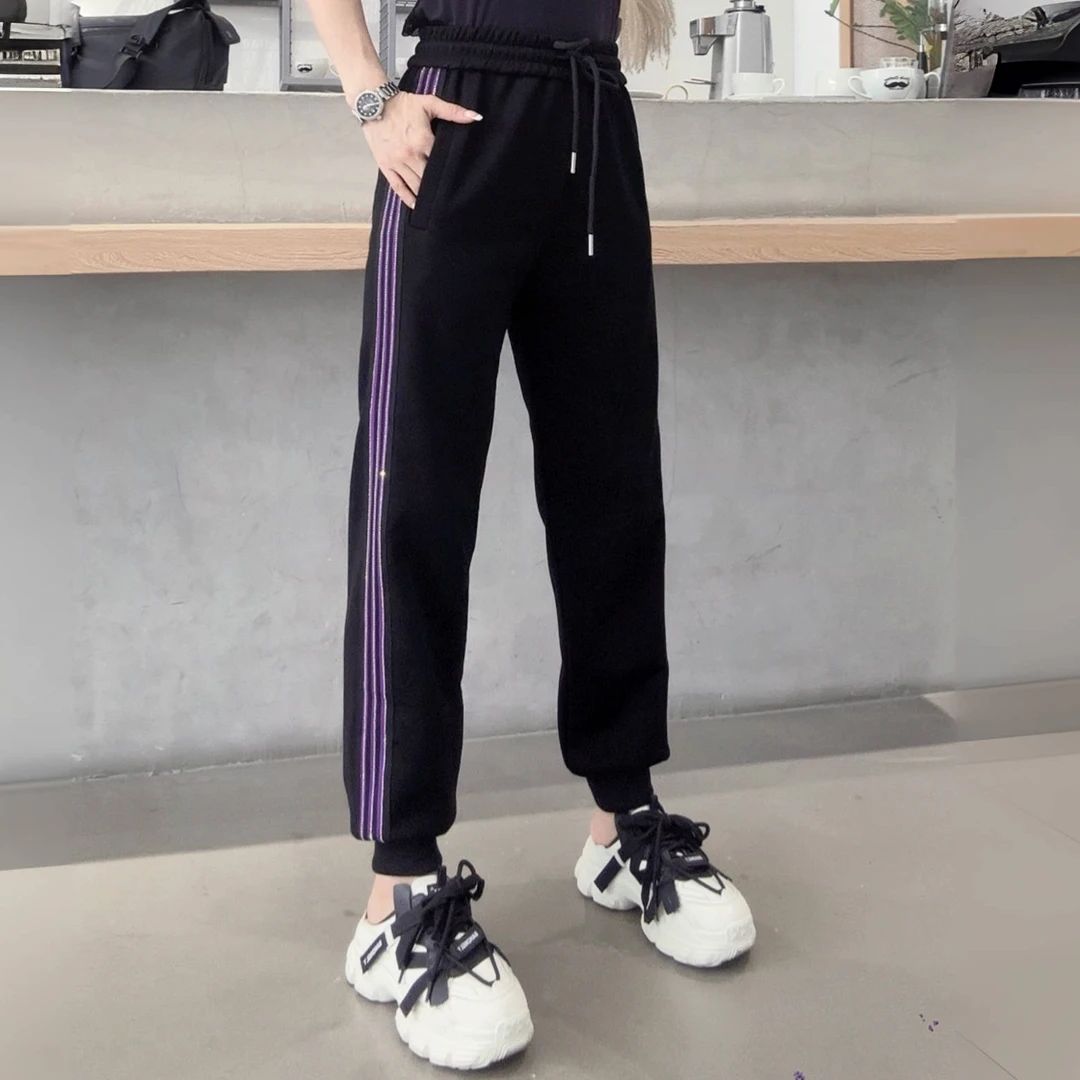 【合肥欢欢】68295#秋冬新款拼接烫钻大码显瘦加绒运动休闲裤卫裤女