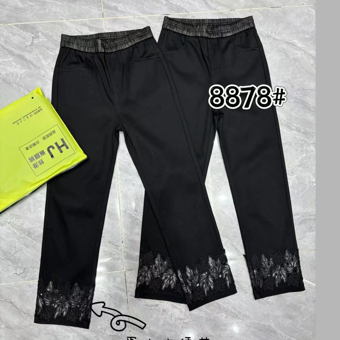 【合肥欢欢】8878#秋季时尚镂空蕾丝拼接弹力修身显瘦九分烟管裤女