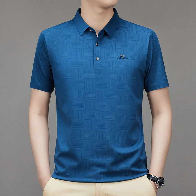 夏季新款品质男装短袖徽章翻领Polo衫休闲高档潮牌中年男士薄款