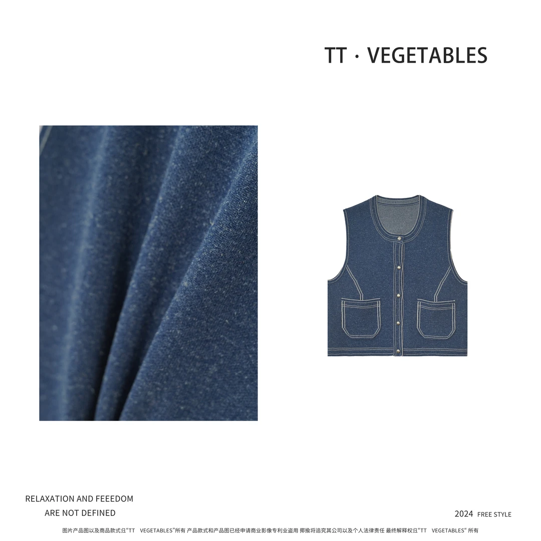 浮生未歇 春秋新款休闲小衫无袖针织开衫923139