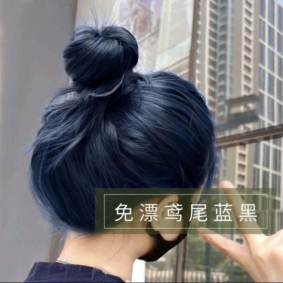 免漂鸢尾蓝黑染发膏2025流行色自己在家染发剂显白植物泡泡无刺激