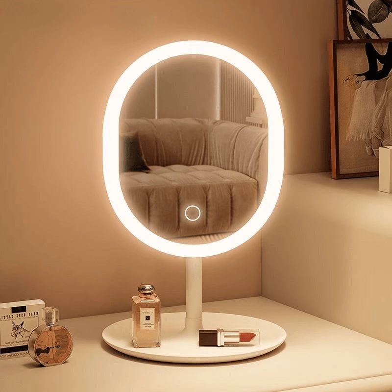 【椭圆小镜子】化妆镜台式卧室宿舍补光梳妆便携可拆卸高清镜面M313