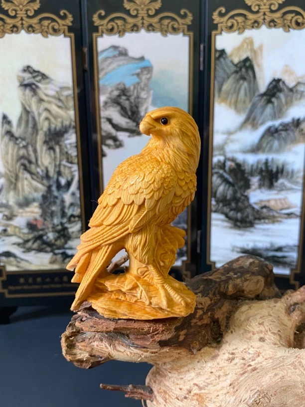 崖柏木雕刻鹦鹉摆件小鸟实木手把件高9厘米