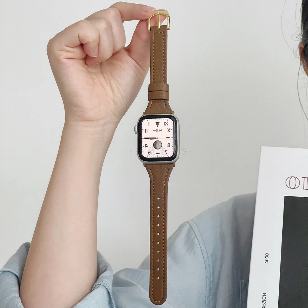 小蛮腰羊皮适用苹果手表带AppleWatch8/Ulltra女款精致iwatch76SE