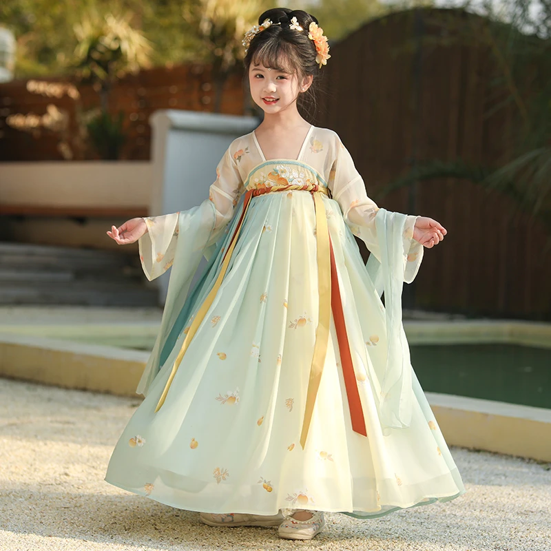 SL2832汉服女童春秋2025新款古风连衣裙唐装儿童超仙古装裙子夏季