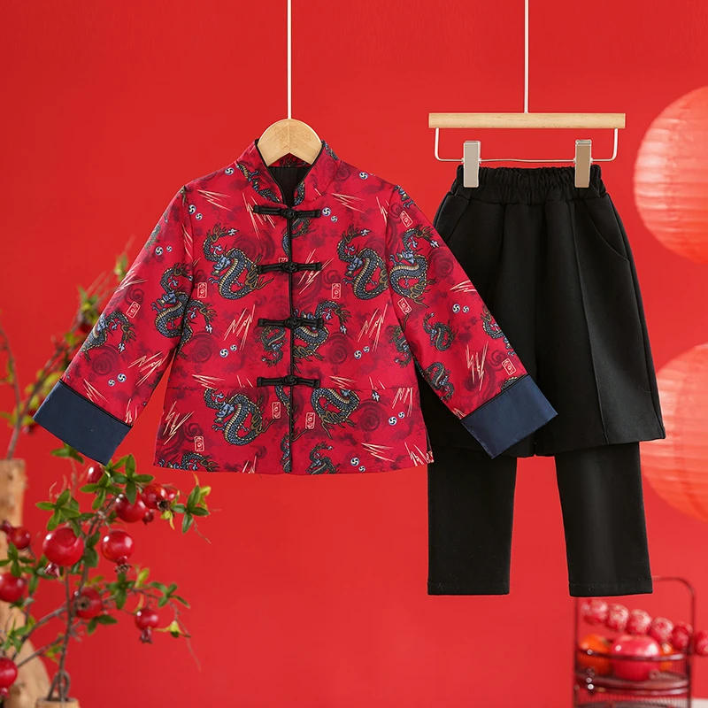 SL3031拜年服男童汉服秋冬儿童过年服男宝中国风唐装龙年喜庆衣服