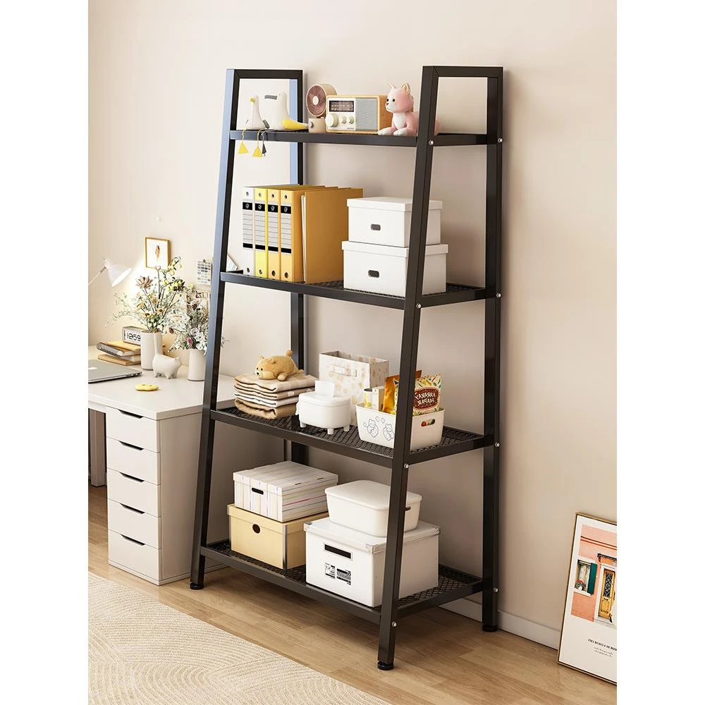 书架置物架落地家用卧室多层书桌收纳储物架客厅梯形铁艺展示架子