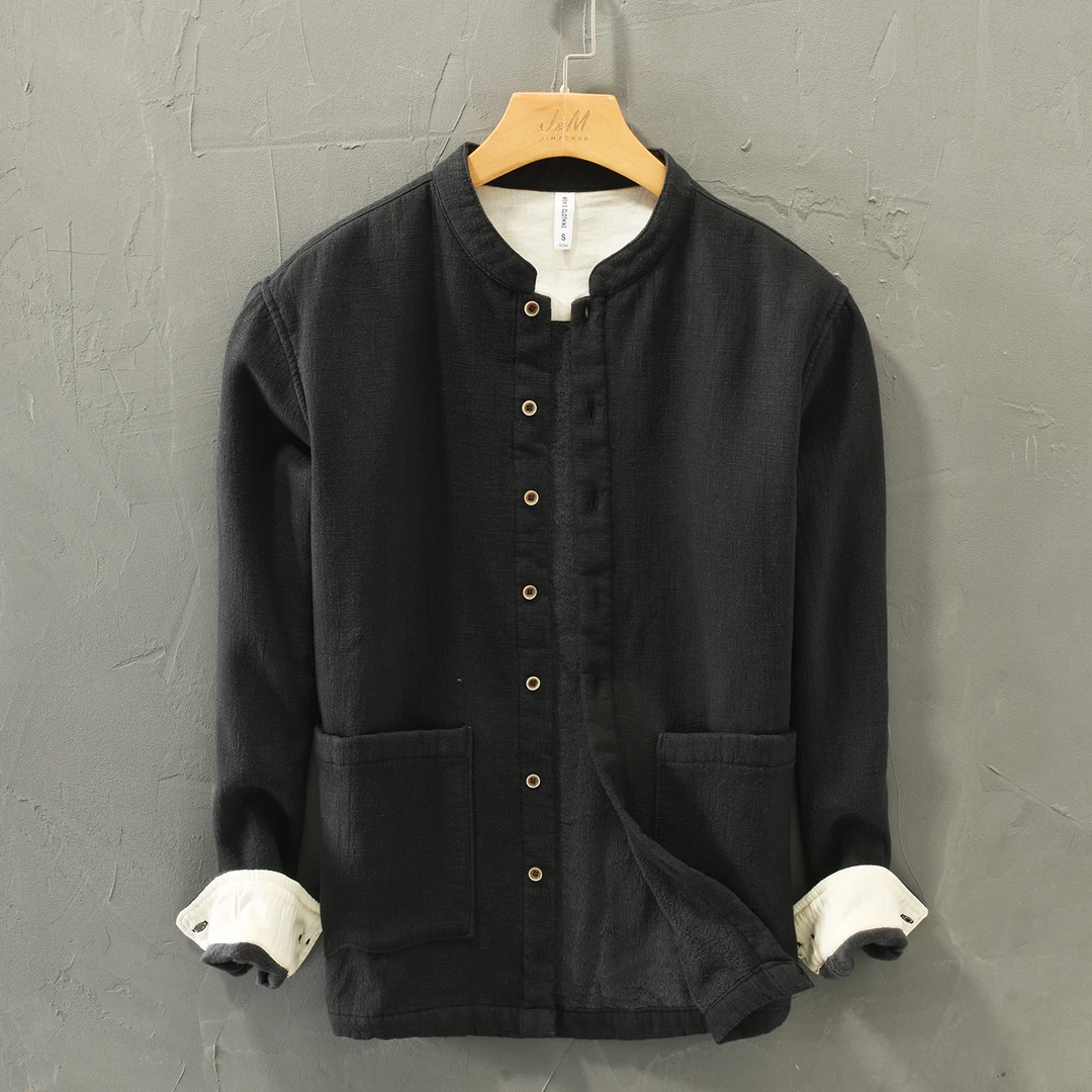 秋冬加绒国风中式休闲宽松加绒百搭衬衫外套