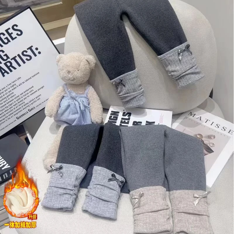 女童加绒打底裤百搭2024秋冬装新款小童宝宝弹力加厚保暖外穿长裤