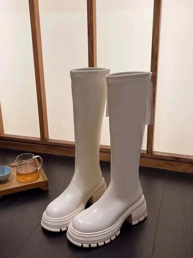 2024年秋季新款不过膝长靴小个子百搭瘦瘦骑士靴8067