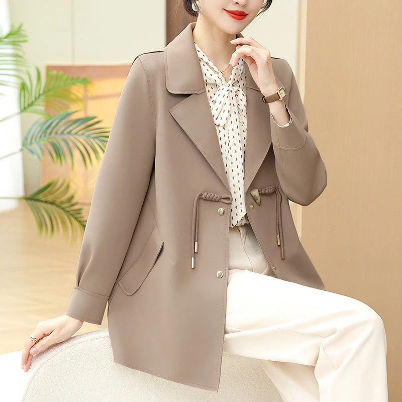 妈妈春装2024新款风衣中长款时尚大码中老年春秋外套女高贵阔太太